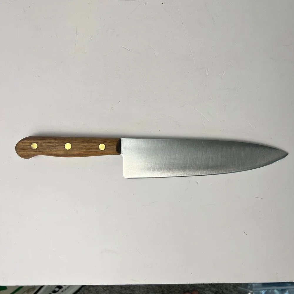 Chicago Cutlery 42S Chef Knife 8 Inch Brown‎ Walnut Wood Handle Vintage
